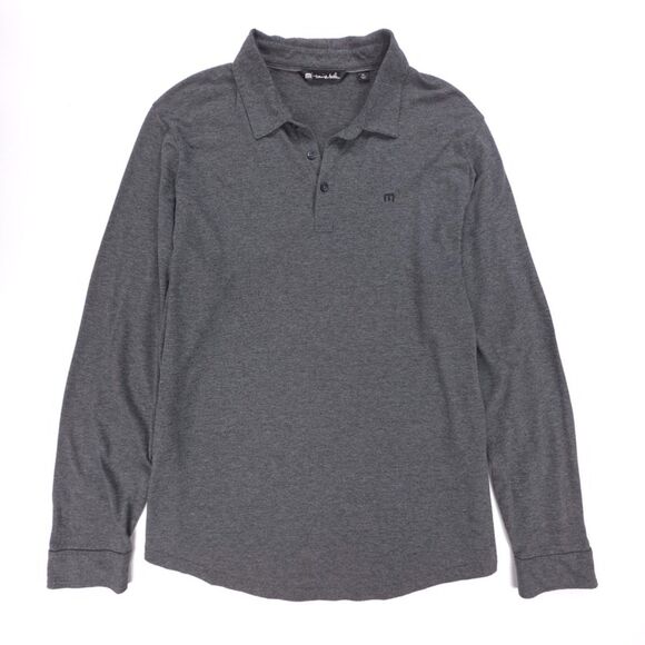 TRAVIS MATHEW Beginners Luck Golf Polo Long Sleeve Gray Stripe Minimal Casual XL - Picture 1 of 8